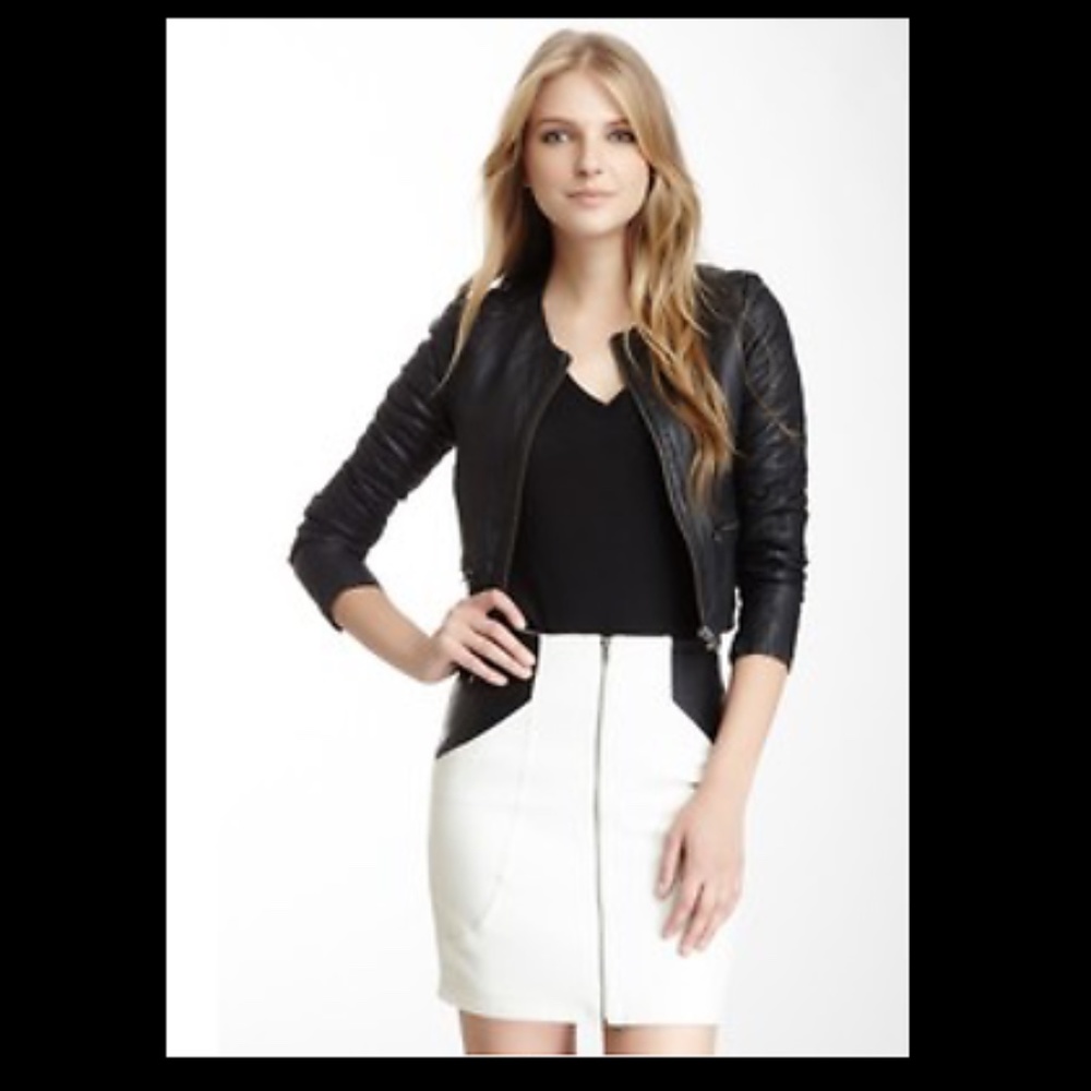 MUUBAA ZOMSA QUILTED MINIMALIST BIKER JACKET US 4